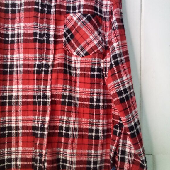 Bogari Shirt Men S Button Up Long Sleeve Plaid Red Black - Picture 8 of 16